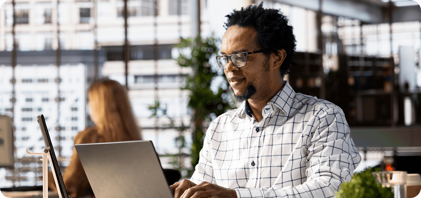 Confident man in his workspace